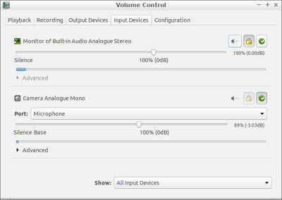 PulseAudio Volume Control - Input Devices